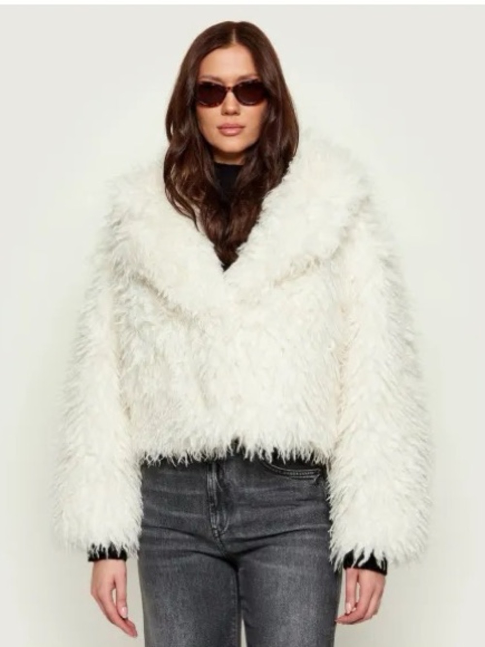 Michael Kors Cream Teddy Faux Fur Coat Jacket Size Medium
